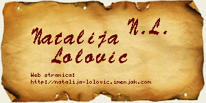 Natalija Lolović vizit kartica